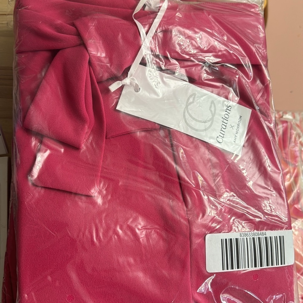 Curations X Amy Morrison Pink Walking Shorts Bow Tie Waist Flowy Breezy 1X - Picture 2 of 2